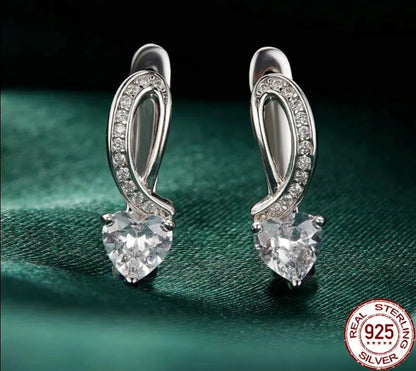 Heart CZ Hoop Earrings