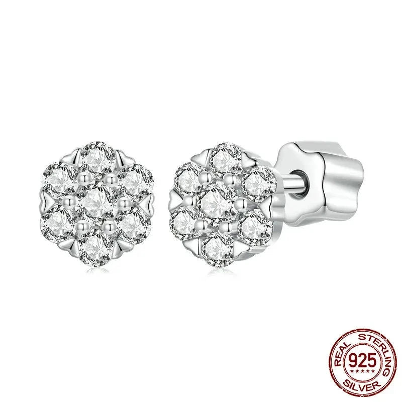 Classic Flower Moissanite Stud Earrings