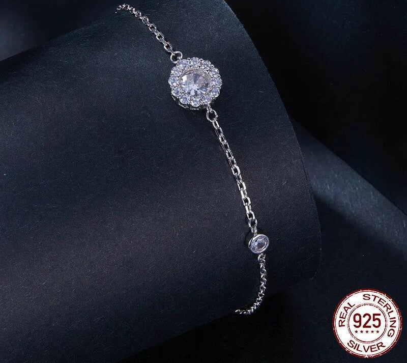 925 Sterling Silver Moissanite Bracelet - TEA LU SHOP