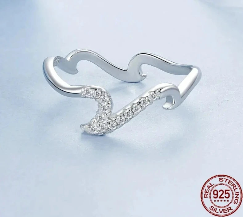 925 Sterling Silver Multiple Waves Band Ring