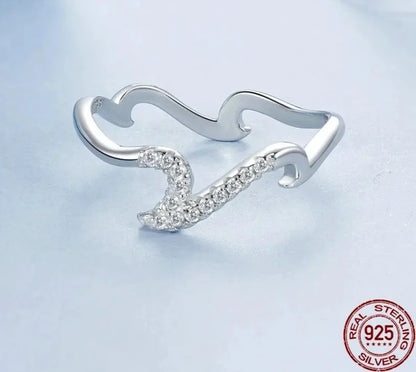 925 Sterling Silver Multiple Waves Band Ring