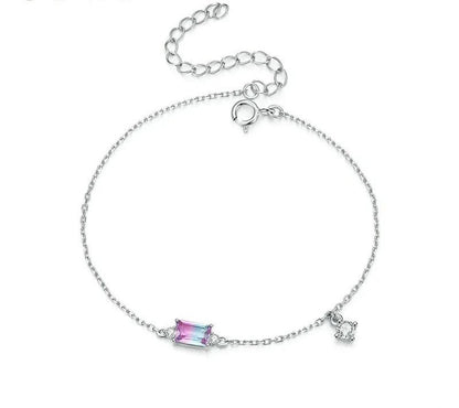 925 Sterling Silver Synthetic Tourmaline Bracelet - TEA LU SHOP