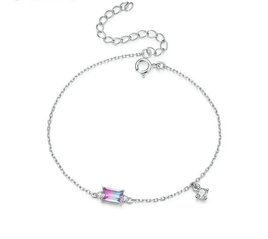 925 Sterling Silver Synthetic Tourmaline Bracelet - TEA LU SHOP