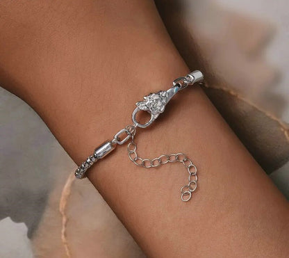 925 Sterling Silver Snake Charm Bracelet with 4 Style Clasps - TEA LU SHOP