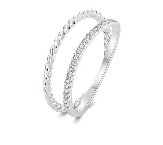 925 Sterling Silver Cubic Zircon Dual Stacking Ring - Shine Bright Store
