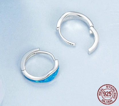 925 Sterling Silver Opal Hoop Earrings - Shine Bright Store