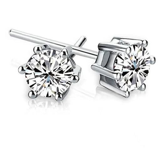 925 Sterling Silver Cubic Zircon Stud Earrings - TEA LU SHOP