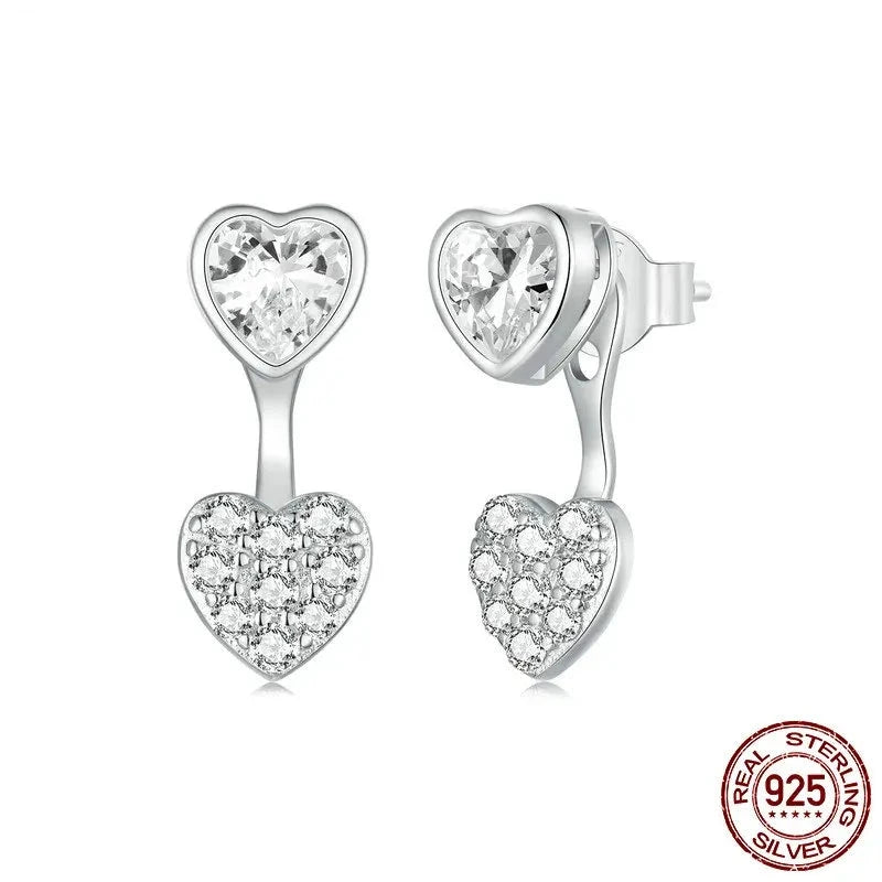 Sparkling Heart Cut CZ Dangle Earrings