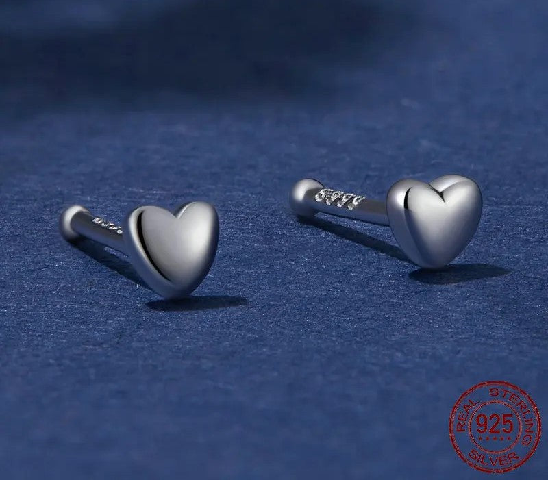 925 Sterling Silver Mini Heart, Star, Moon Stud Earrings - TEA LU SHOP