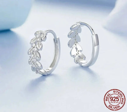 925 Sterling Silver Flower Hoop Earrings