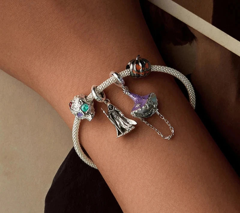 925 Sterling Silver Patterned Skull Charm