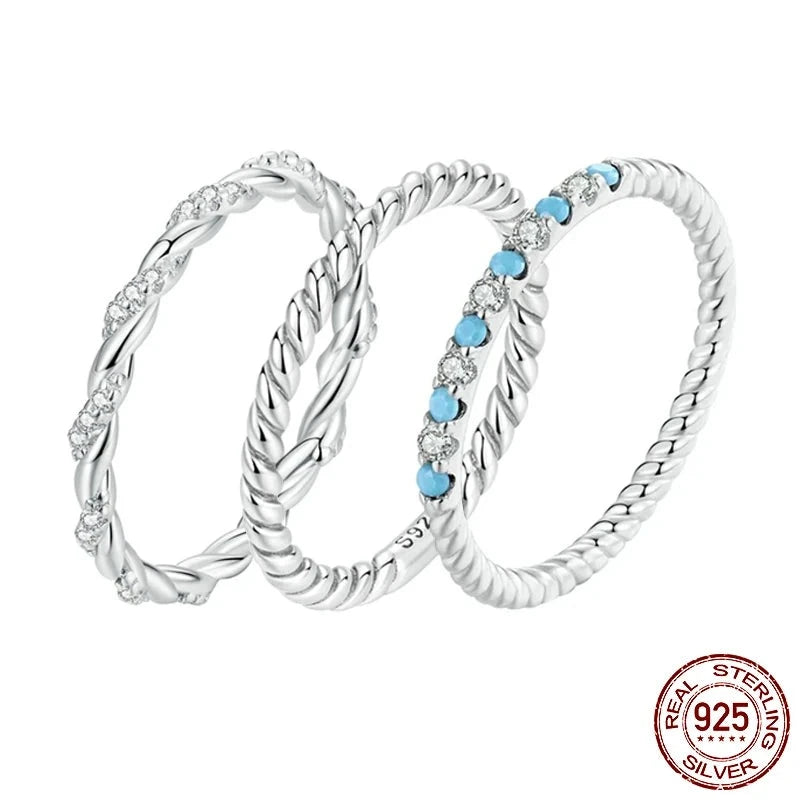 Turquoise Twisted Rope Half Eternity Ring