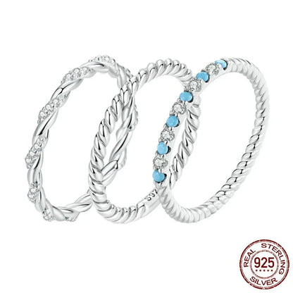 Turquoise Twisted Rope Half Eternity Ring