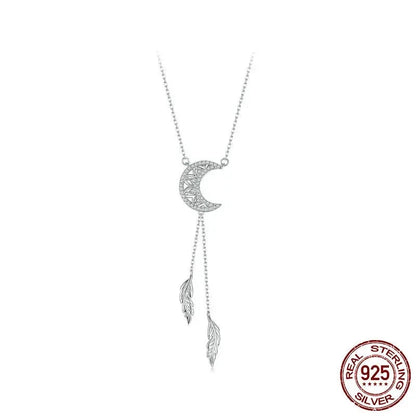 925 Sterling Silver Moon Dreamcatcher Pendant Necklace