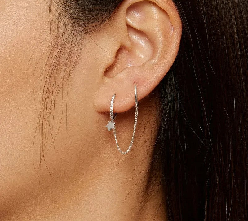 925 Sterling Silver Double Hoop Earrings - TEA LU SHOP