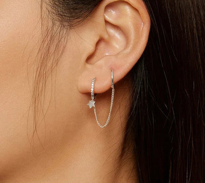 925 Sterling Silver Double Hoop Earrings - TEA LU SHOP