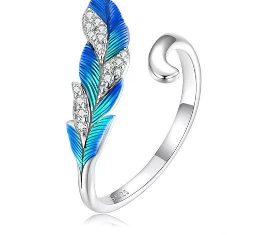 925 Sterling Silver Dazzling Blue Open Ring - TEA LU SHOP