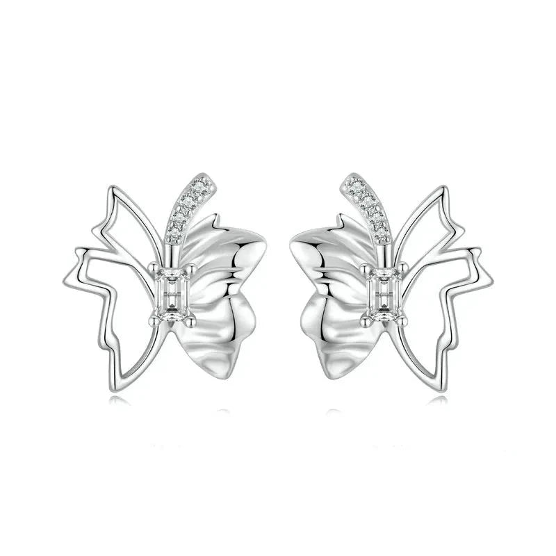 925 Sterling Silver Butterfly Stud Earrings