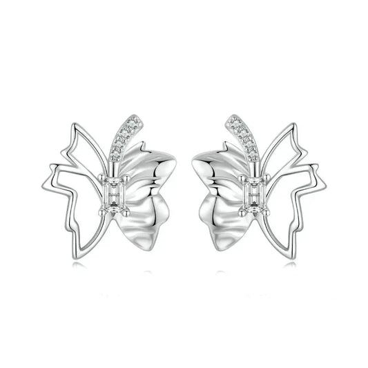 925 Sterling Silver Butterfly Stud Earrings