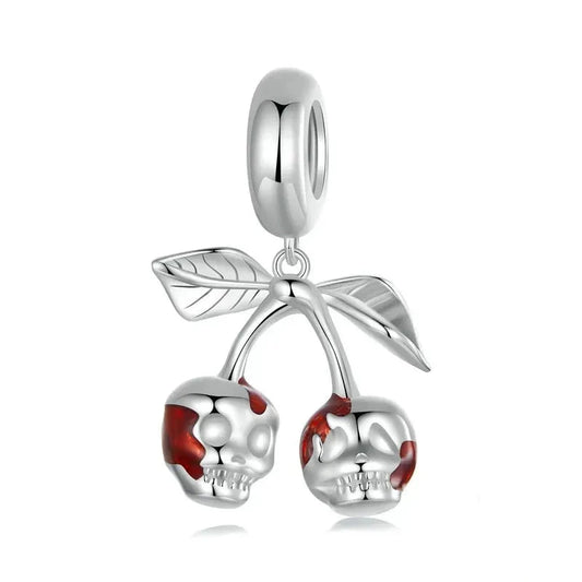 925 Sterling Silver Cherry Skull Pendant