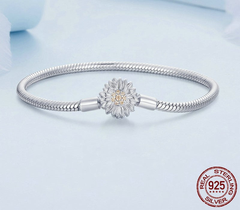925 Sterling Silver Zircon Rose Buckle Bracelets - TEA LU SHOP