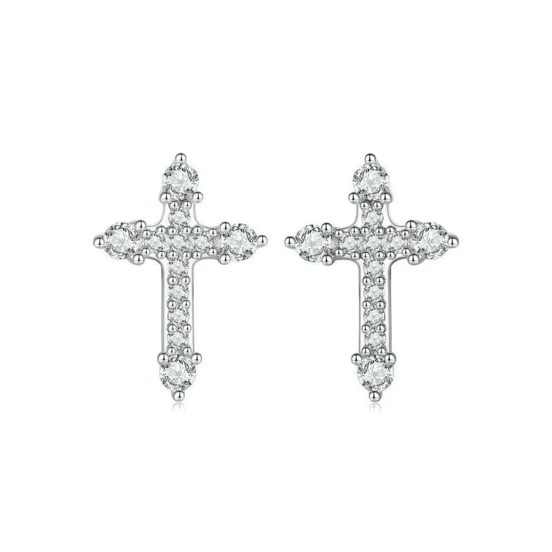 Cross CZ Stud Earrings