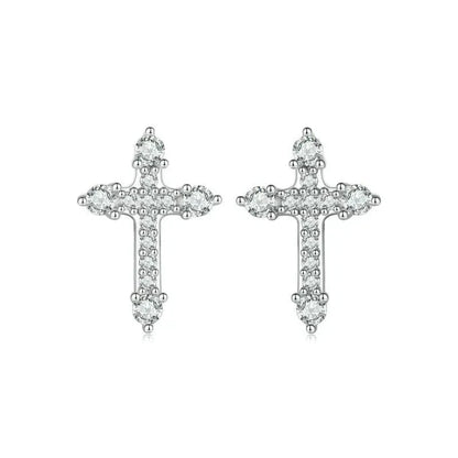 Cross CZ Stud Earrings