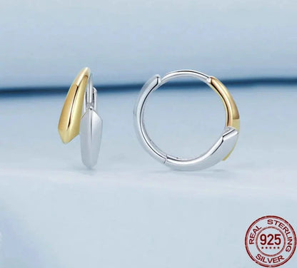 925 Sterling Silver Simple Two-tone Ear Buckles