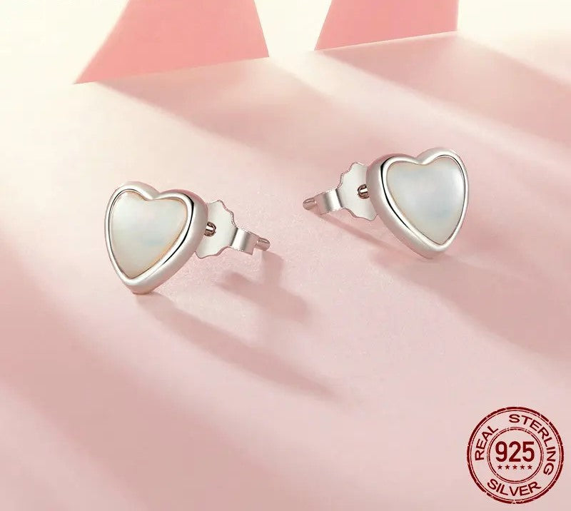 925 Sterling Silver Romantic Love Heart Stud Earrings - Shine Bright Store