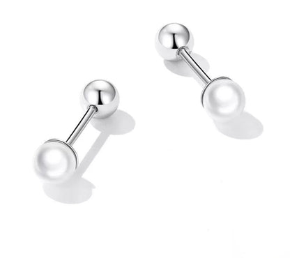 925 Sterling Silver Charm Pearl Stud Earrings - TEA LU SHOP