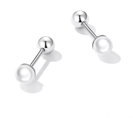 925 Sterling Silver Charm Pearl Stud Earrings - TEA LU SHOP