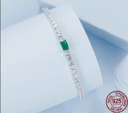 925 Sterling Silver Green Cubic Zirconia Bracelet