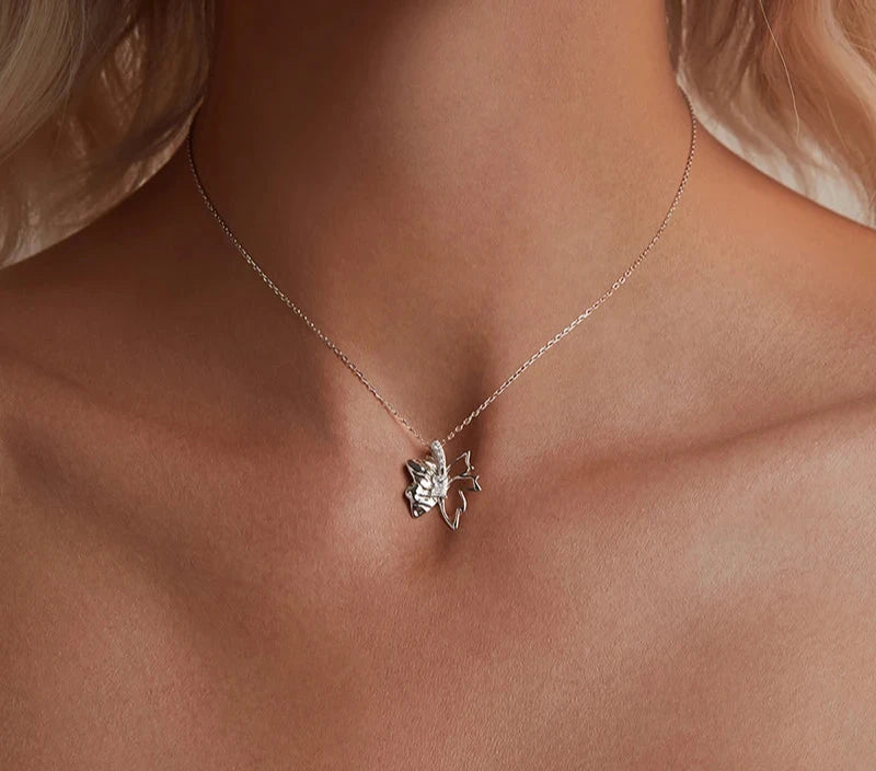 925 Sterling Silver Butterfly Pendant Necklace