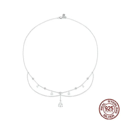White Gold Plated Sun and Moon Necklace