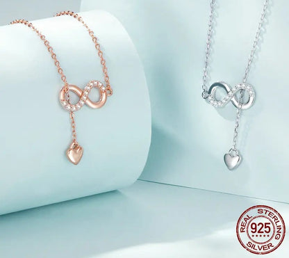 925 Sterling Silver Infinity Love Pendant Necklace - TEA LU SHOP