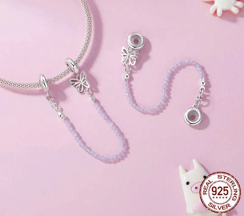 925 Sterling Silver Butterfly Safety Chain