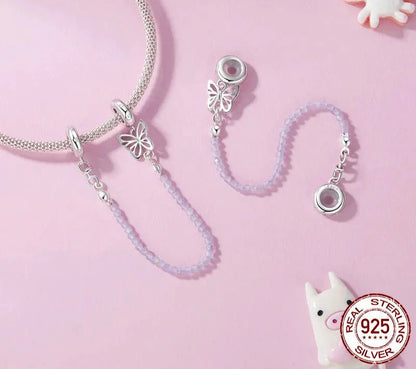 925 Sterling Silver Butterfly Safety Chain