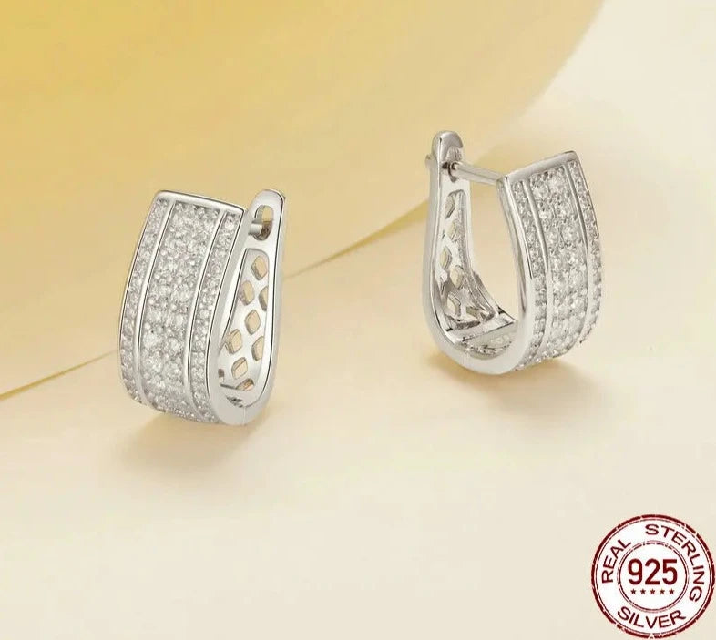 Sparkling Cube Hoop Earrings