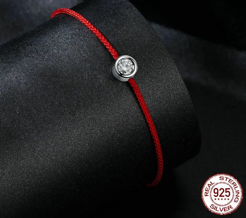 925 Sterling Silver Red String Moissanite Bracelet - Shine Bright Store
