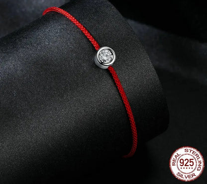 925 Sterling Silver Red String Moissanite Bracelet - Shine Bright Store