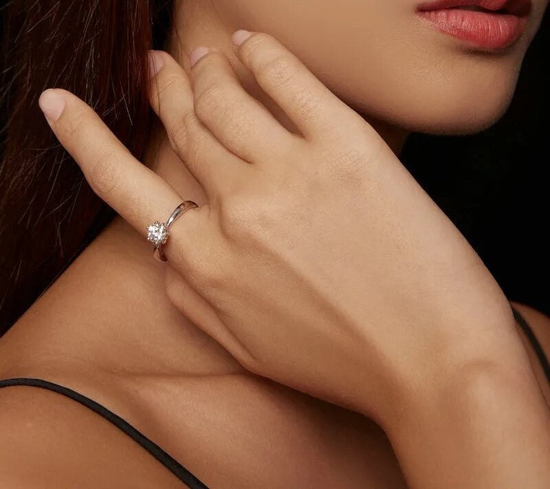 925 Sterling Silver Moissanite Ring - TEA LU SHOP