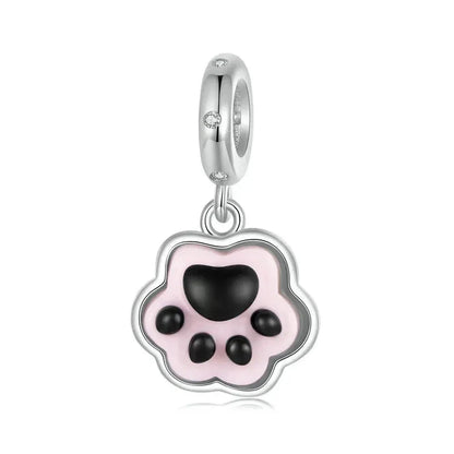 925 Sterling Silver Cute Pet Paws Charm