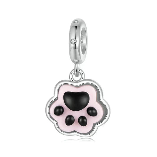 925 Sterling Silver Cute Pet Paws Charm
