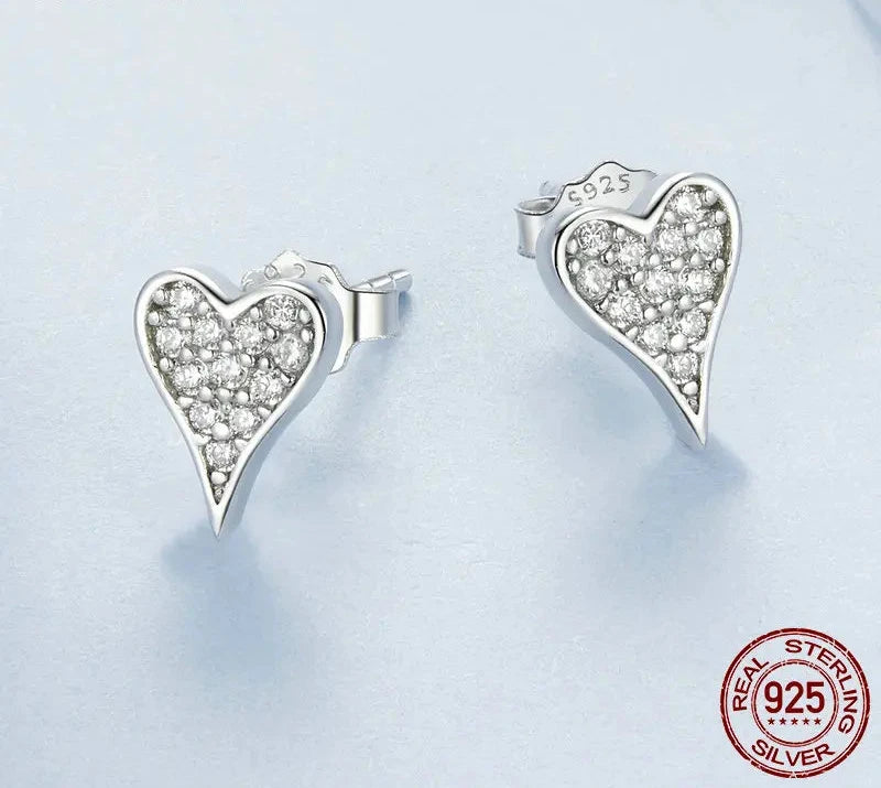 Heart CZ Stud Earrings