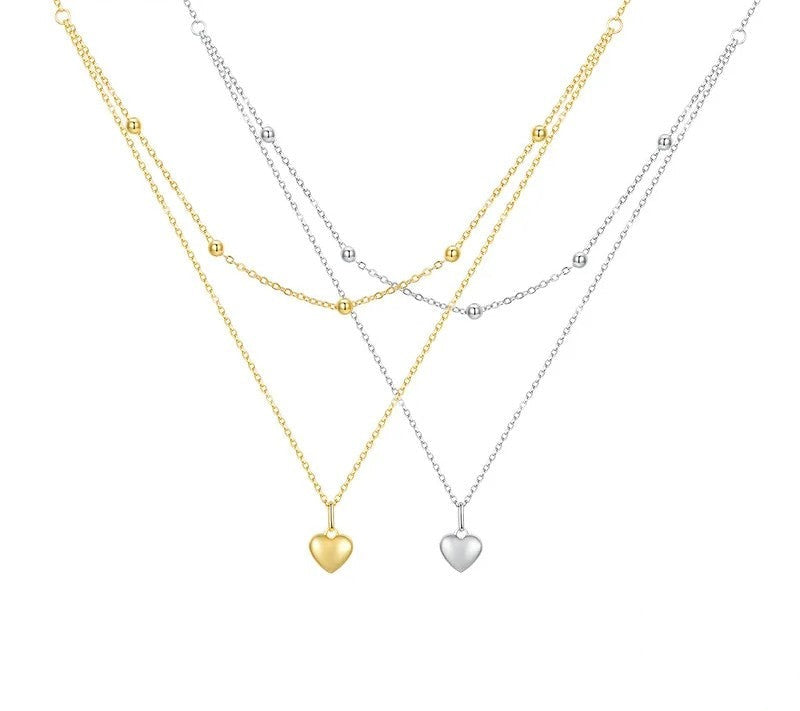 925 Sterling Silver Heart Pendant Necklace - TEA LU SHOP