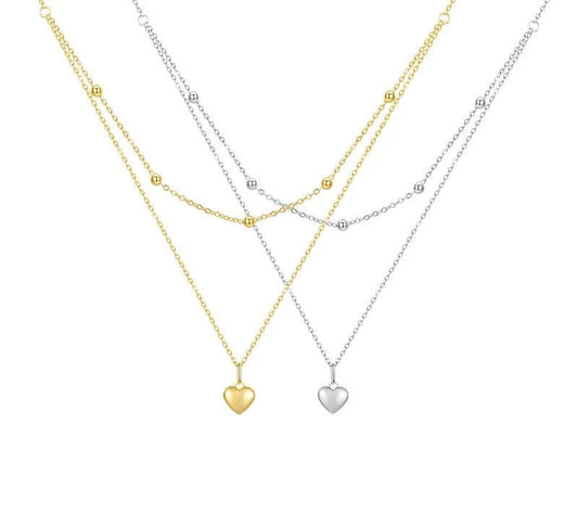 925 Sterling Silver Heart Pendant Necklace - TEA LU SHOP