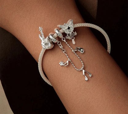925 Sterling Silver Musical Note Safety Chain