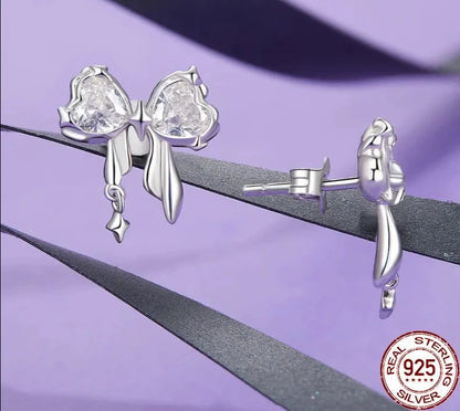 925 Sterling Silver Bow Earrings