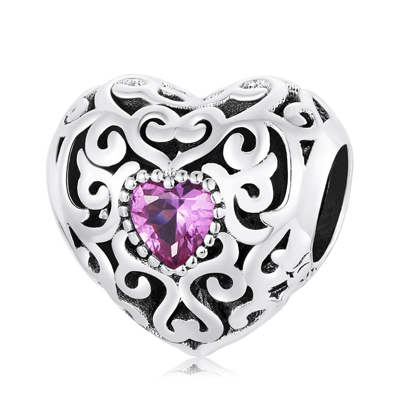 925 Sterling Silver Love Heart Charms - TEA LU SHOP