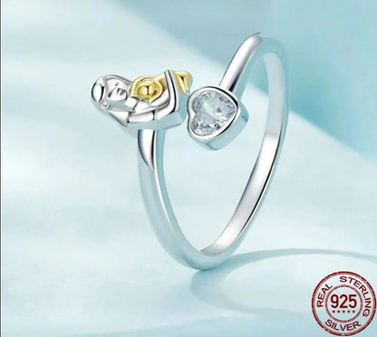 White Gold Plated Mother's Day Adjustable Ring